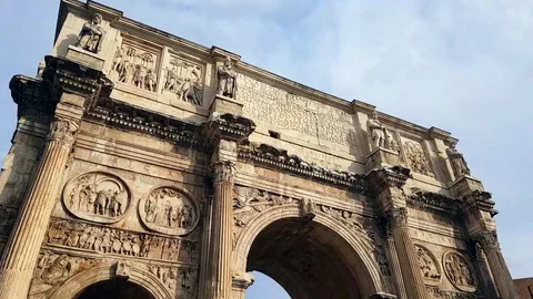 Motion TImelapse of The Arch Of Constantine and Coliseum, Rome Stock Footage 82760033