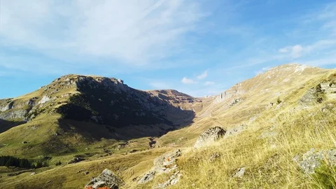 Motion timelapse of the Bucegi mountain sunny day in autumn Stock Footage