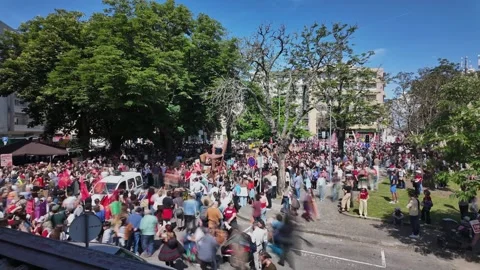Motion timelapse of a lot of crowd of people during 25th of April celebrations Stock-Footage 334166155