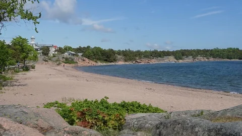Motion Timelapse of main beach in Hanko, Finland Stock Footage 91366163