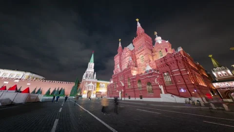Motion timelapse of Moscow Red Square at night. Stock Footage 170164586