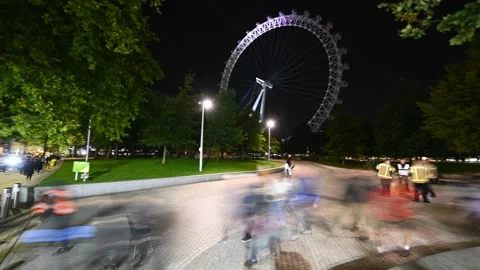 MOTION TIMELAPSE of people queuing in Jubilee Park Stock Footage 213302276