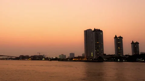 Motion Timelapse of Riverboat Traffic on Chao Phraya River Stock Footage 48133236