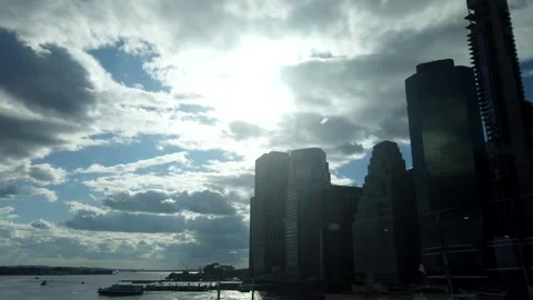 Motion Timelapse Shot From Pier 17 and buildings Vidéo 249795642