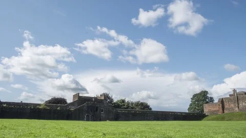 Motion Timelapse with Slider of Sandstone Castle Walls in Carlisle, UK Stock Footage 84448652