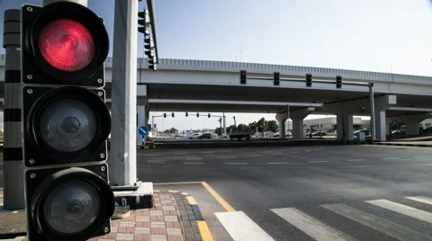 Motion Timelapse of Traffic Lights at the Ghrubra Roundabout in Muscat Stock Footage 44722210