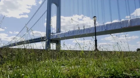 Motion Timelapse of the Verrazano Bridge (Underpass View) Stock Footage
