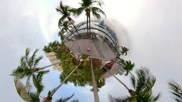 Motion tour tiny planet Miami Beach Marina 4k Stock Footage 85771884