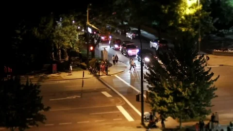 Motion of traffic flow after celebrating Canada day at night Video stock 77551438