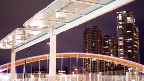 Motion of traffic flow reflection to bridge glasses in Burnaby BC Canada Video stock 70430062