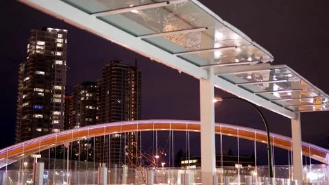 Motion of traffic flow reflection to bridge glasses in Burnaby BC Canada Stock Footage 70454707