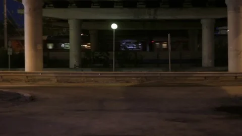 Motion of the train under the bridge Stock Footage 71753711