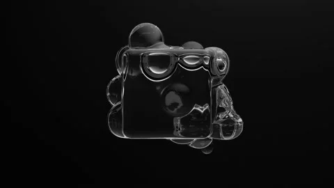 Motion transparent glass sphere. Liquid organic deformation effect. Abstract Stock Footage 234207287
