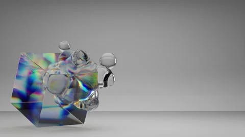 Motion transparent glass sphere. Liquid organic deformation effect. Abstract Stock Footage 234207288