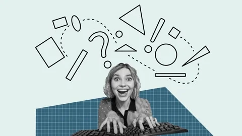 Motion trend art collage video of girl it type keypad webpage Stock Footage 301515939