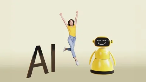Motion trend art collage video of excited girl jump artificial intelligence Stock Footage 301629612