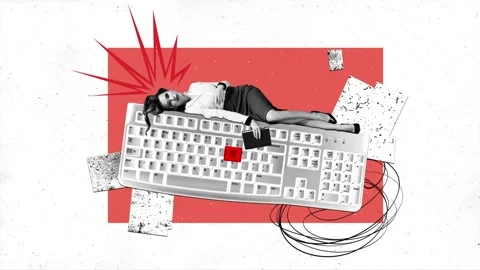 Motion trend art collage video of puzzled businesswoman lay keypad Stock-Footage 301631612