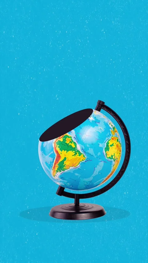 Motion trend art collage video of broke globe earth hand old bag waste dump Stock Footage 310671289