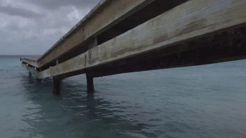Motion under the bridge at the pier Video stock 74024508