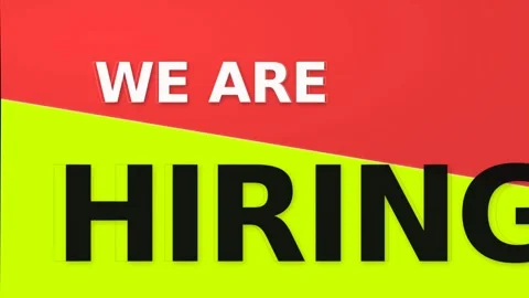 Motion of a vibrant We Are Hiring sign in a busy office environment for rec.. Stock Footage 342749268