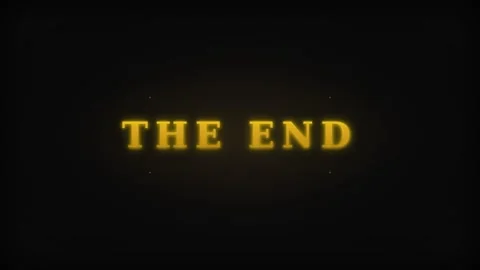 Motion video ending with the phrase The End in glowing yellow text, cinemat.. 库存影片 342752277