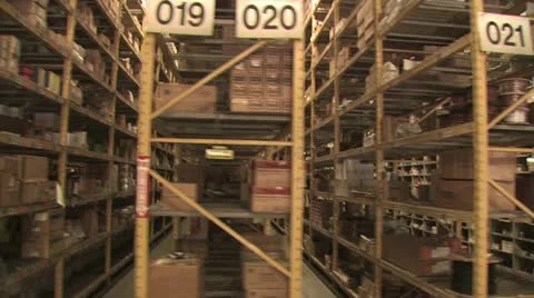 In Motion View of Warehouse Inventory 7 스톡 동영상 19330709