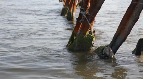 Motion of the waves on the sea breakwater Stock Footage 7753580