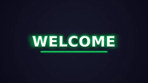Motion Welcome Sign Neon Light Effect Bright Green Text Dynamic Video Loop. 库存影片 342558005