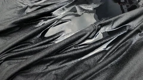 Motion Wet Solid Black Fabric Background Pile Wash And Cleaning On Fresh Water Video stock 150292416