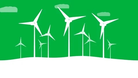 Motion of Wind Turbines in a Green Landscape for Renewable Energy Concept. 库存影片 342752031