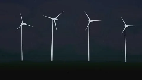 Motion of Wind Turbines in a Row Captured in Dynamic Video for Renewable En.. 库存影片 342566719