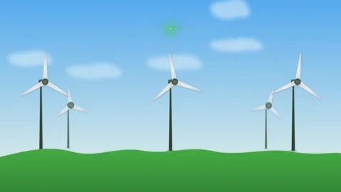 Motion of Wind Turbines in a Wind Farm for Renewable Energy Generation. 库存影片 342769484