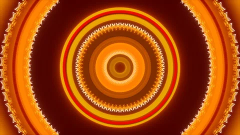 Motion yellow circles and particles on red background, loop Stock Footage 145670898