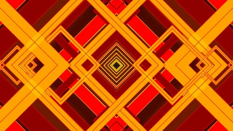 Motion yellow shapes on red background, loop Stock Footage 131662936