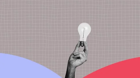 Motioncollage video of hands electric hold bright light bulb Video stock 302994974