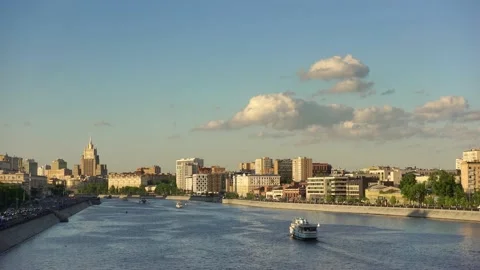 Motionlapse view from Berezhkovsky rail bridge Video stock 155453989