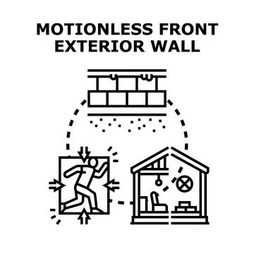 Motionless front exterior wall concept with building Stock Illustration