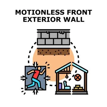 Motionless front exterior wall concept with building Stock Illustration
