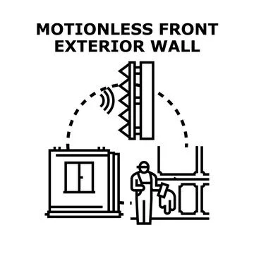 Motionless front exterior wall construction process concept Stock Illustration