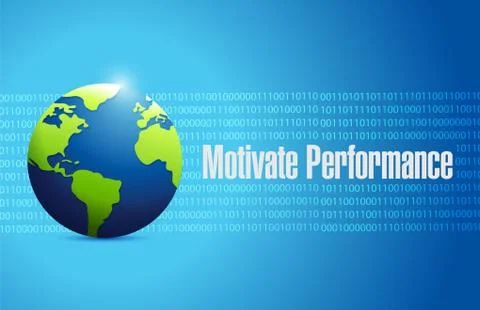 Motivate Performance globe binary sign concept Stock Illustration