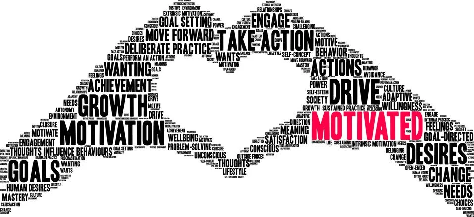 Motivated Word Cloud Illustrazione stock