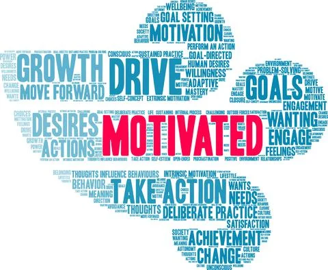 Motivated Word Cloud Illustrazione stock