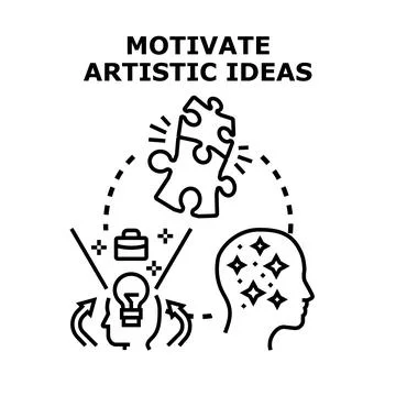 Motivating artistic ideas for creative problem solving Stock Illustration