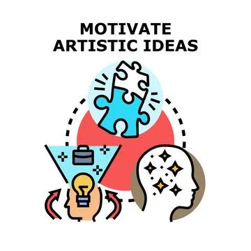 Motivating artistic ideas for creative problem solving Stock Illustration