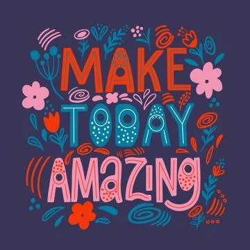Motivating caption - make today awesome. Letters on a dark background in Doodle Stock Illustration