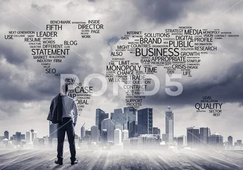 Motivation and inspiration concept with modern cityscape and bus Stock Photos