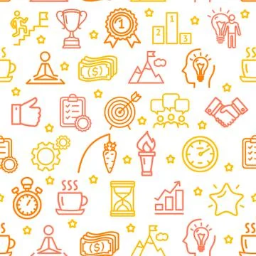 Motivation and Productivity Seamless Pattern Background on a White. Vector Stock Illustration