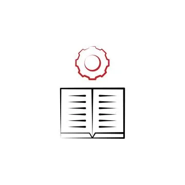 Motivation, book, gear, learning 2 colored line icon. Simple colored hand drawn Illustrazione stock