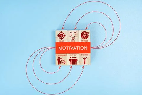 Motivation concept on blue background Stock Photos