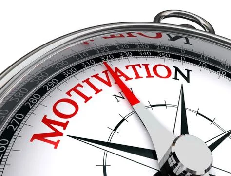 Motivation conceptual compass on white background Illustrazione stock